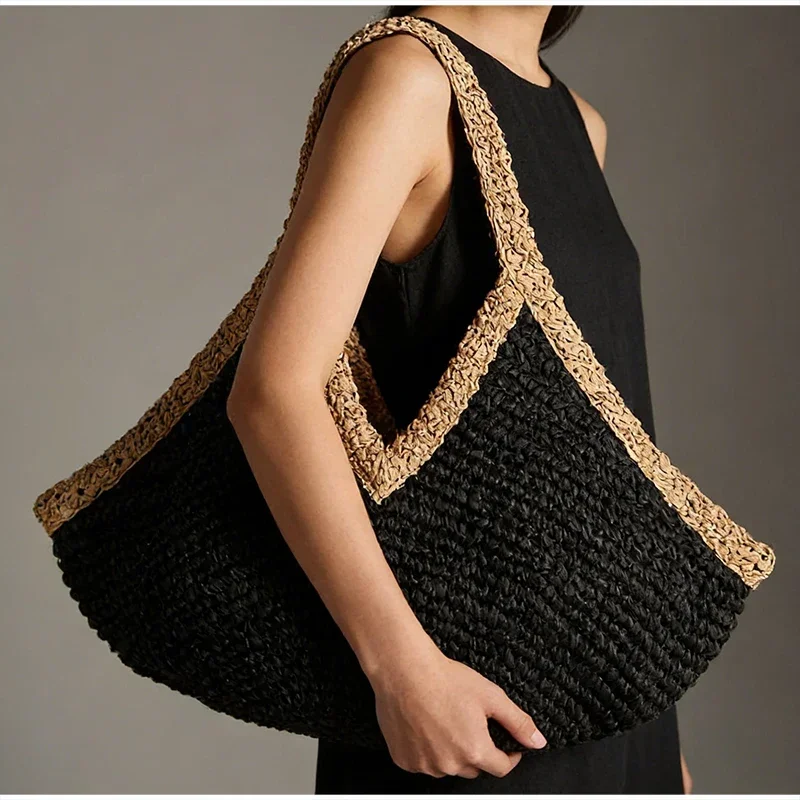 Nova Bolsa de Praia de Verão A - Crochet Bag Raffia avaliação e preço