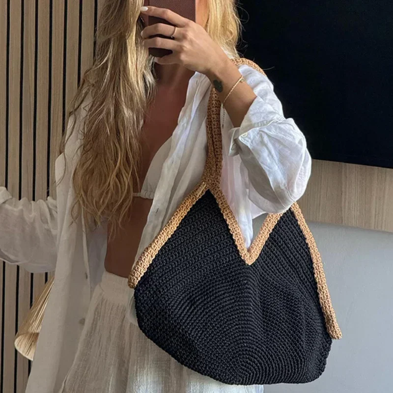 Nova Bolsa de Praia de Verão A - Crochet Bag Raffia avaliação e preço